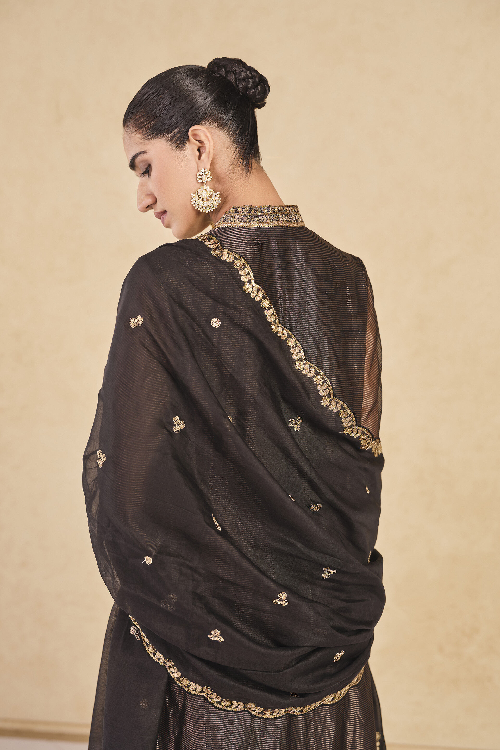 Arhana Embroidered Zardozi Mul Suit Set - Black, Black, image 5
